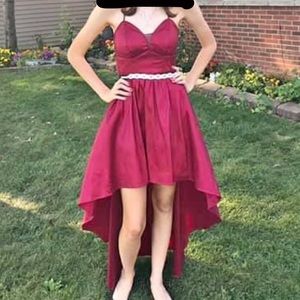 Burgundy high low prom/hoco dress